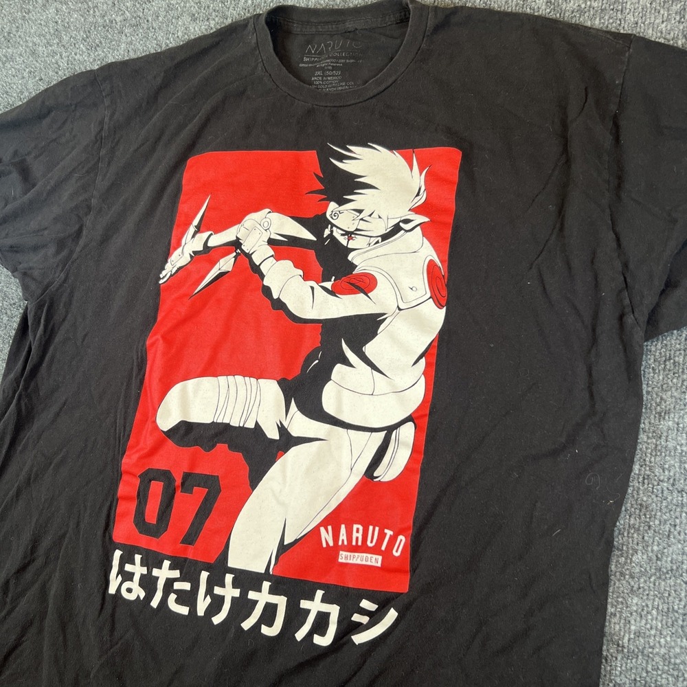 NARUTO‎ Shippuden Collection Shirt Mens Black Anime Graphic Logo Cotton 2XL